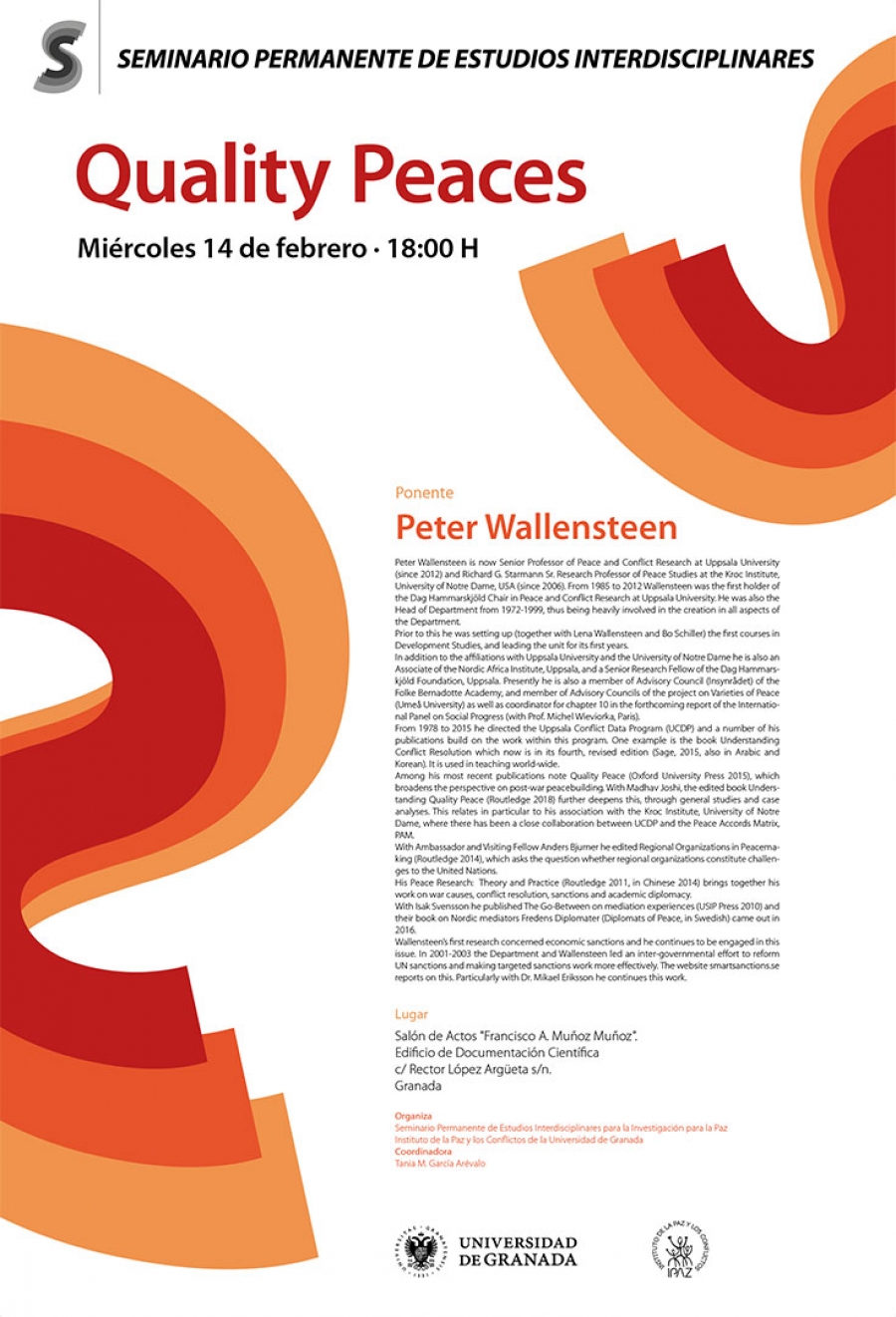 Seminario Permanente de Estudios Interdisciplinares: Quality Peaces, con Peter Wallensteen