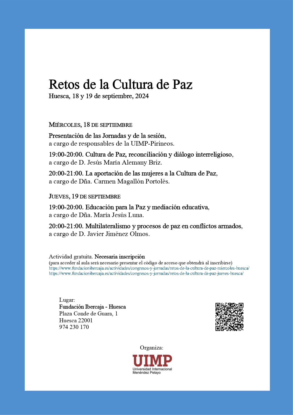 40 Aniversario de la Fundación Seminario de Investigación para la Paz: Jornada Conmemorativa en Huesca