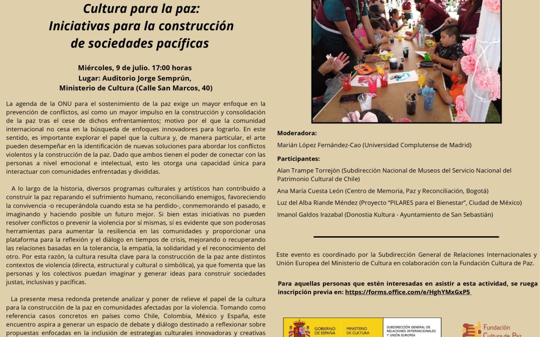 Mesa redonda “Cultura para la paz: iniciativas para la construcción de sociedades pacíficas”