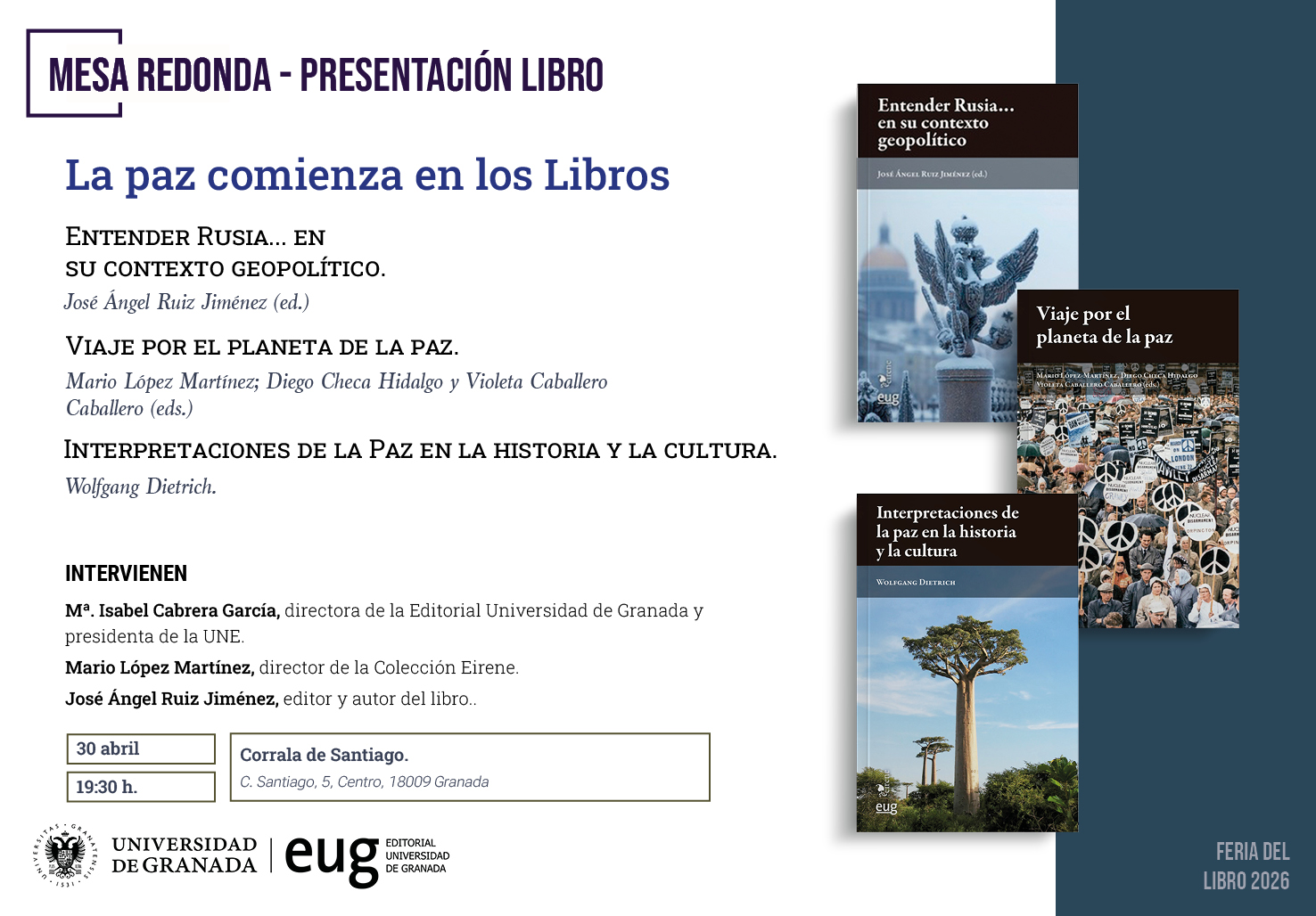 Mesa redonda “La paz comienza en los libros” en la Feria del Libro de Granada